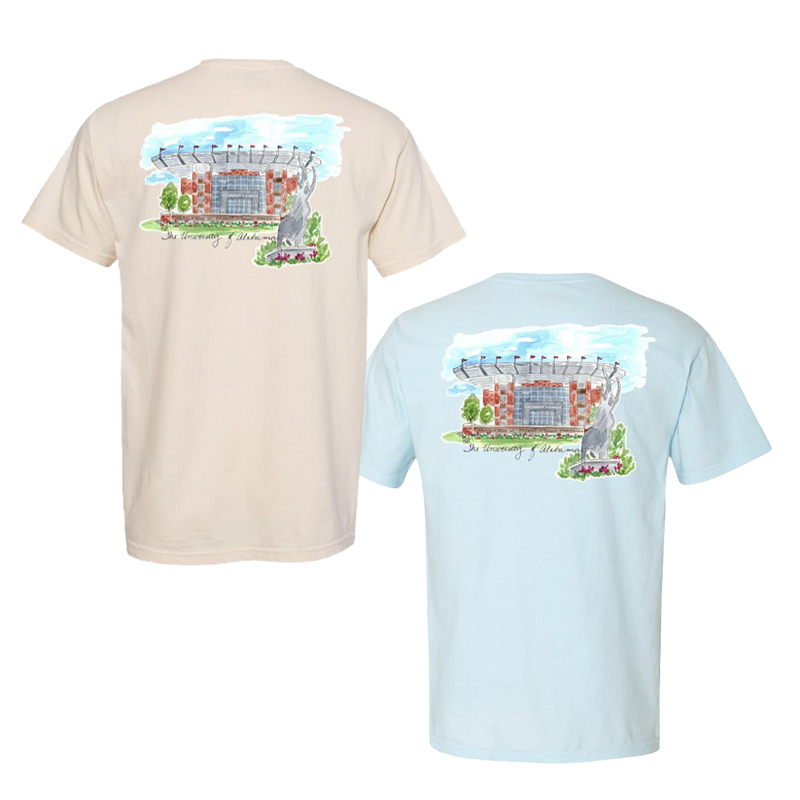 Alabama Watercolor Stadium Comfort Color T-Shirt (SKU 14185373102) Alabama Watercolor Stadium Comfort Color T-Shirt (SKU 14185373102)