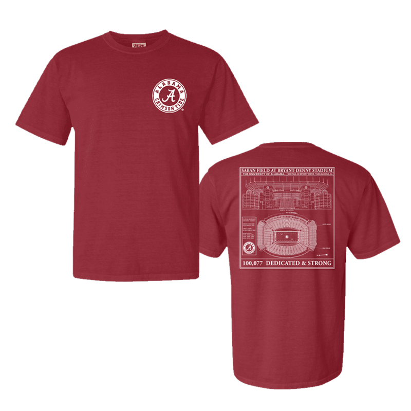 Alabama Stadium Blueprint Comfort Color T-Shirt (SKU 14185861102) Alabama Stadium Blueprint Comfort Color T-Shirt (SKU 14185861102)