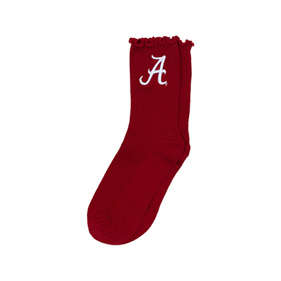 ALABAMA SCRIPT A LETTUCE HEM SOCK -  1