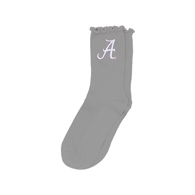 ALABAMA SCRIPT A LETTUCE HEM SOCK -  2