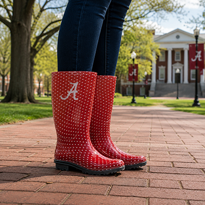 ALABAMA GAMEDAY SCRIPT A DOTTED RAIN BOOTS -  2