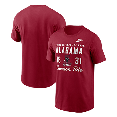 Alabama Nike Legacy Stacked Est Cotton T-Shirt - main view
