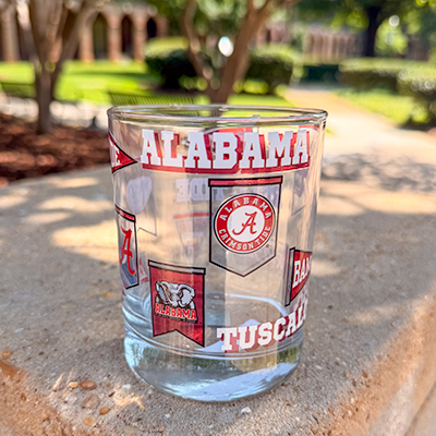 Alabama Stained Glass Pennant Wrap Rock Glass - main view