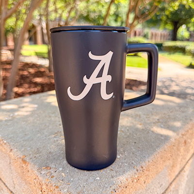Script A Matte Ceramic Handled Travel Mug - main view