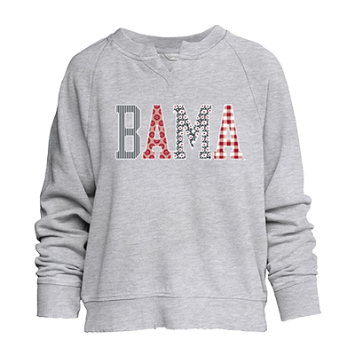 Bama Mixed Fabric Applique Willow Crew - main view