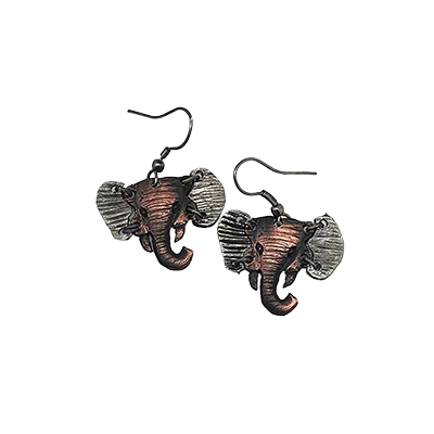 Pewter Elephant Head Earrings - main view