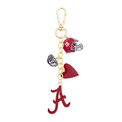 Alabama Crimson Tide Heart Cluster Bag Charm - main view